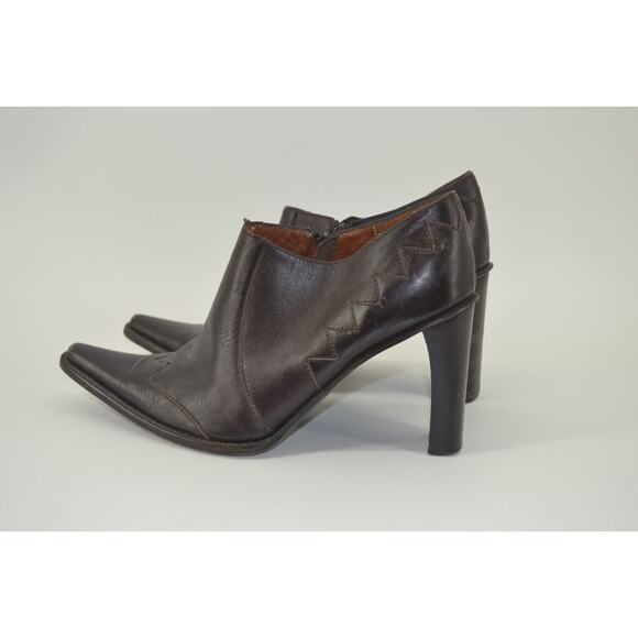 Sibyl Vane Booties Brown Leather Handmade Boot Pointed Toe Side Zipper Size 9 - Picture 1 of 12